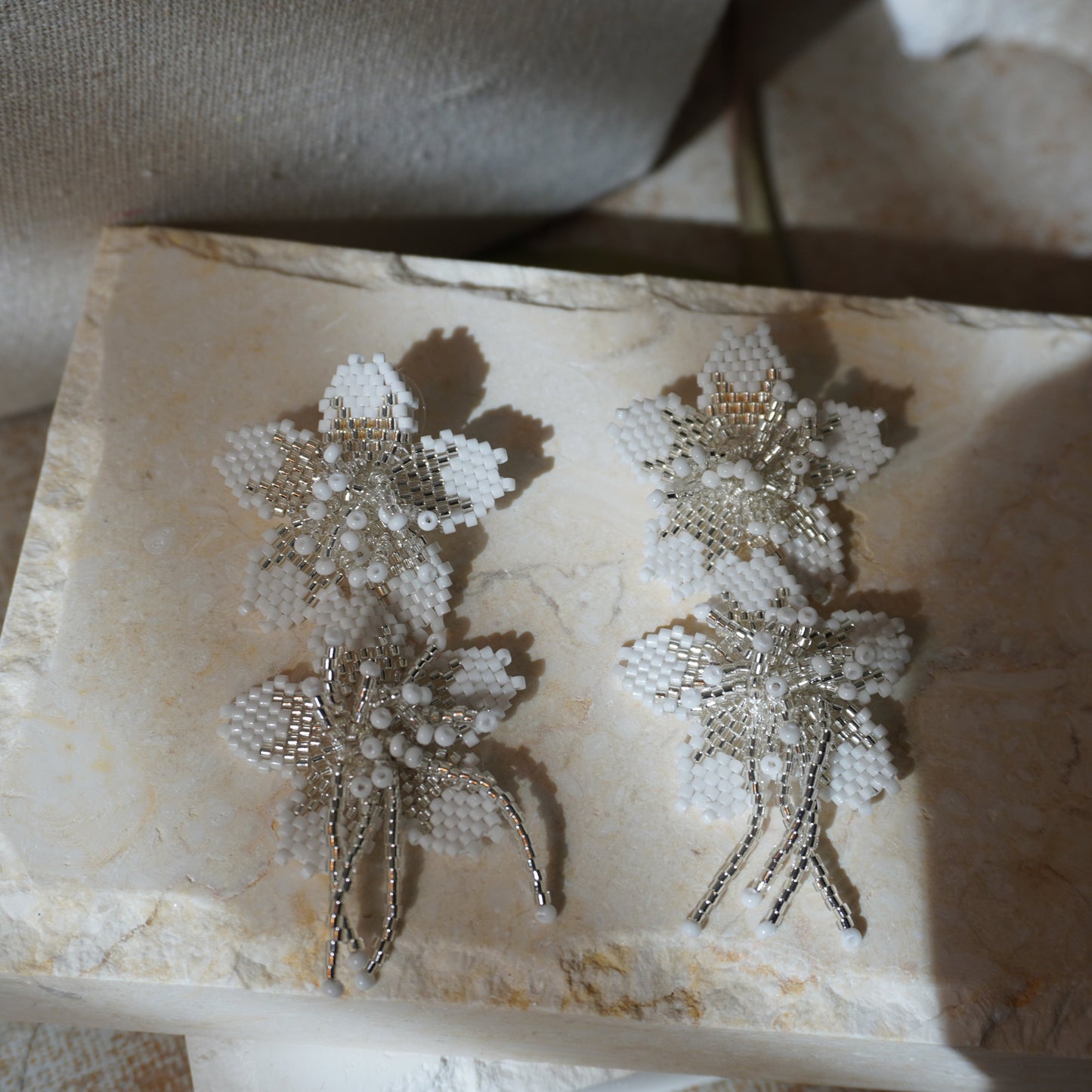 Double Floral Charm Earrings